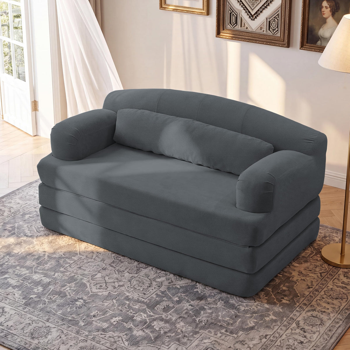 U-Shaped Sofa, Dual Chaise Sectional, 104 Inch, Camel