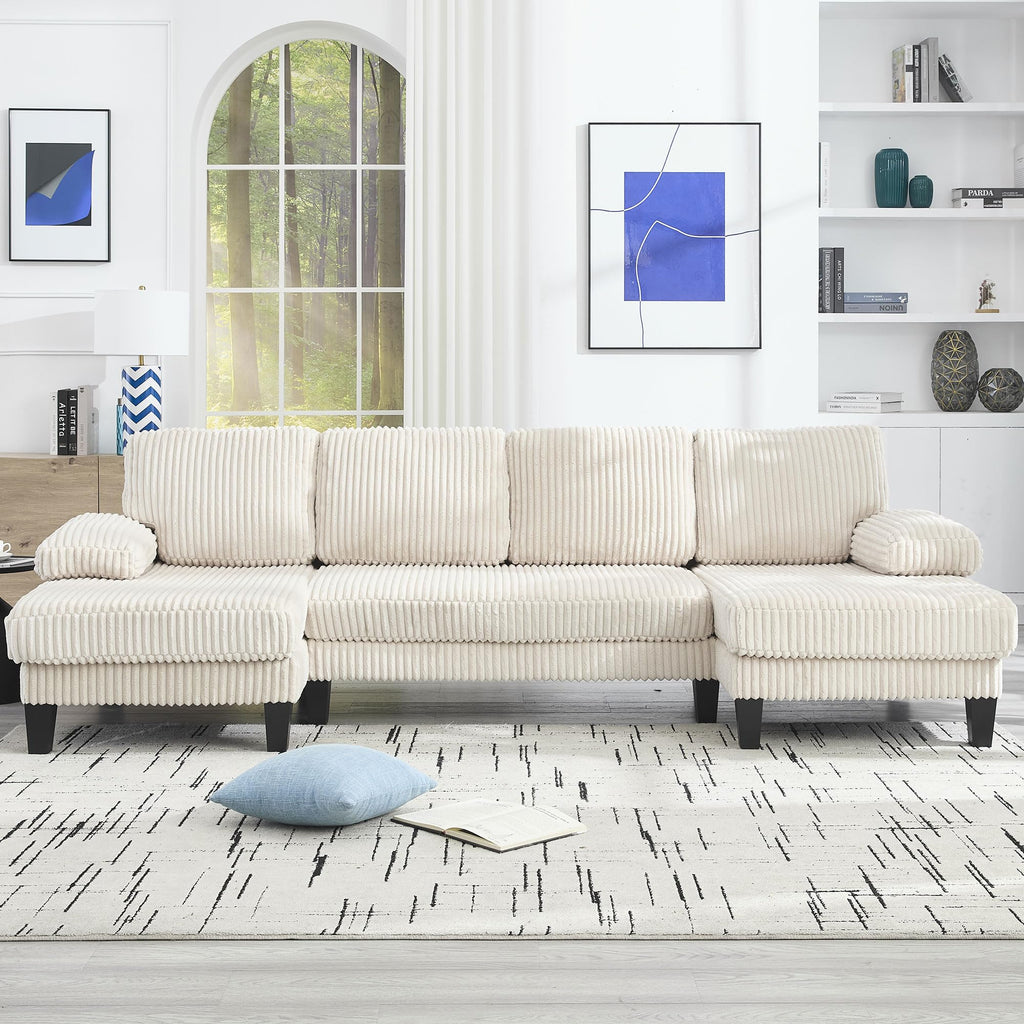 U Shaped Couch with Oversized Seat,4 Seat Sofa with Double Chaise,Comfortable and Indoor Furniture for Living Room,Apartment WG402