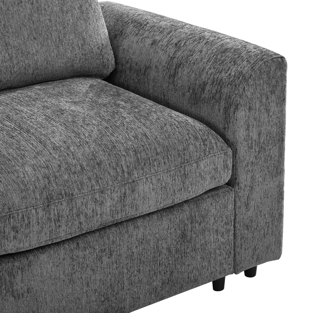 U-Style 101.57" Modern 3-Seater Sofa, Chenille Upholstered Couch with Solid