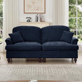 Tidyard Elegant Mid-Century Two-Seater Sofa with Flared Arms, Removable Ruffles, Spindle Legs & Chenille Fabric, Comfy Living Room Couch, Blue
