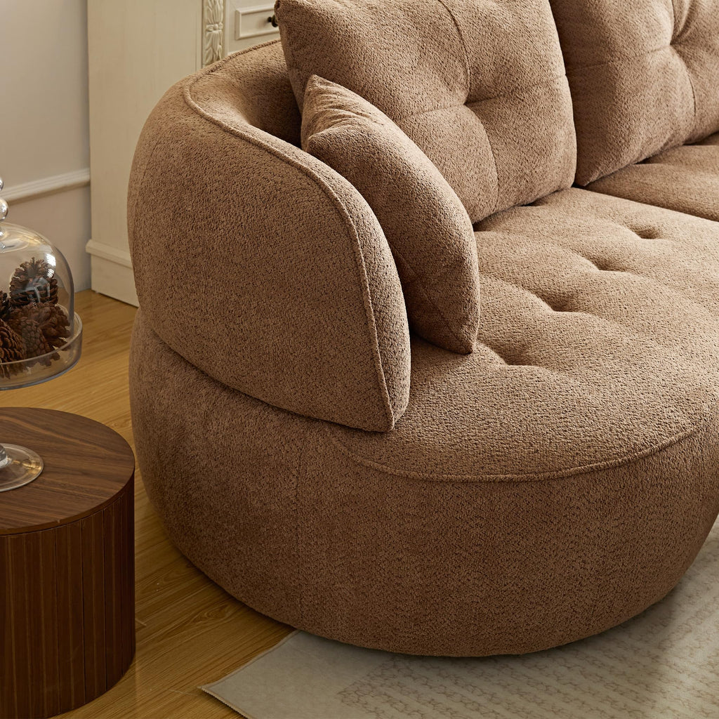 109" Modern Curved Sofa, Oversized Luxury Sectional Sofa, Camel