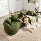 110" Oversized Cloud Sectional Sofa Modern Curved Boneless Couches for Living Room, 4-Seater Extra Deep Seat Foam Floor Compressed Couch w/Tight Backrest and 4 Pillows,Chenille Sofa & Couches
