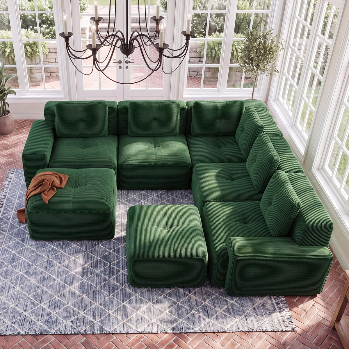 116" Boneless Corner Sectional Couch, 5 Seat Cloud Couches,Camel
