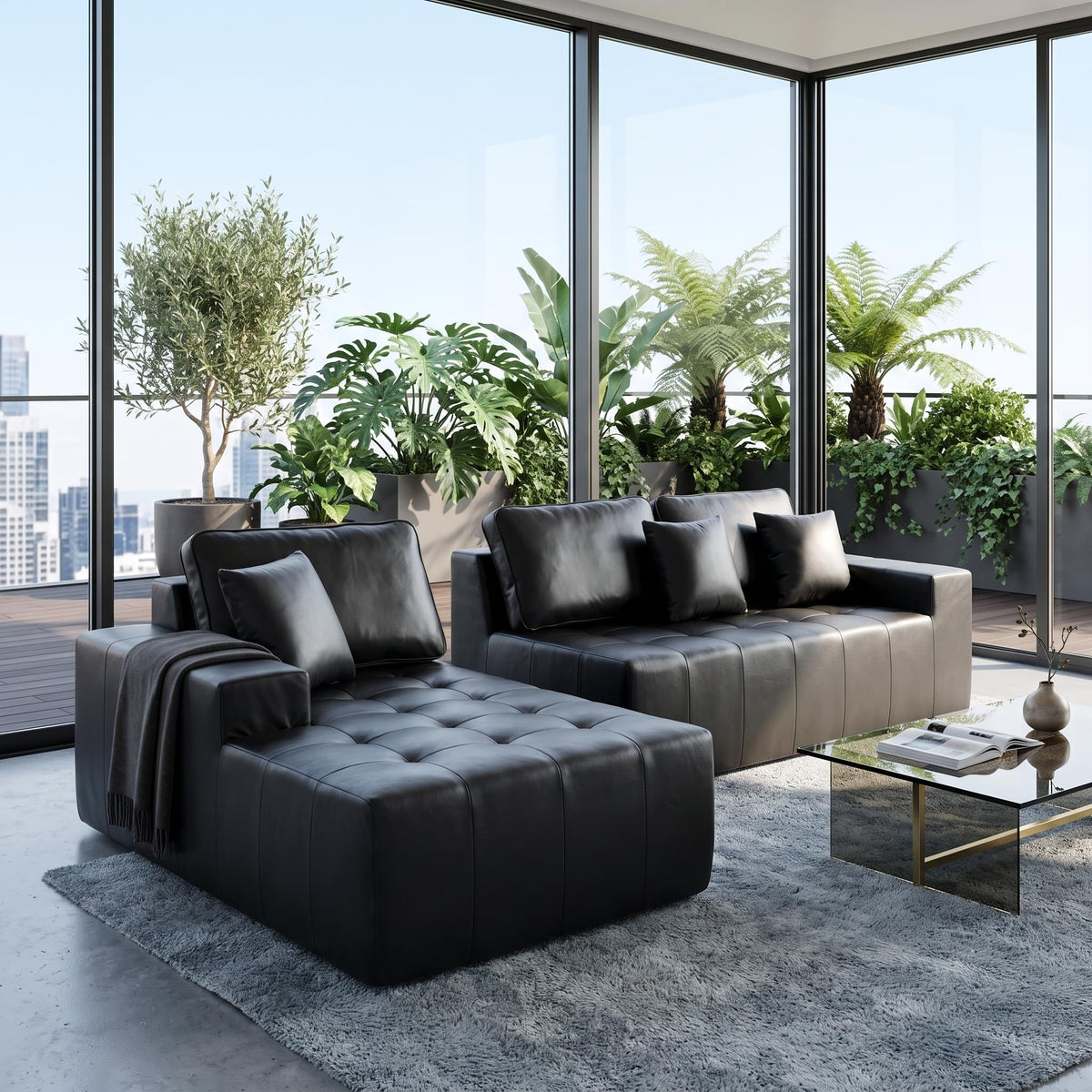 108" Faux Leather L-Shaped Sectional Sofa Bed, Corner Chaise Lounge with High-Density Sponge Cushions, No-Assembly Compressed Box Delivery, Convertible Couch for Living Room, Apartment, Guest Room