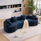 WILLIAMSPACE 132" Oversize Curved Sofa Couch for Living Room, Modern Luxury 2 Pieces Upholstered Cloud Sofa Curved Couch with Half Moon Design, Velvet 6 Seater Sofa for Apartment, No Assembly, Orange