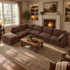 Vesgantti 141.7" Boneless Sectional Sofa with Chaise, 7 Seater Couch, Beige