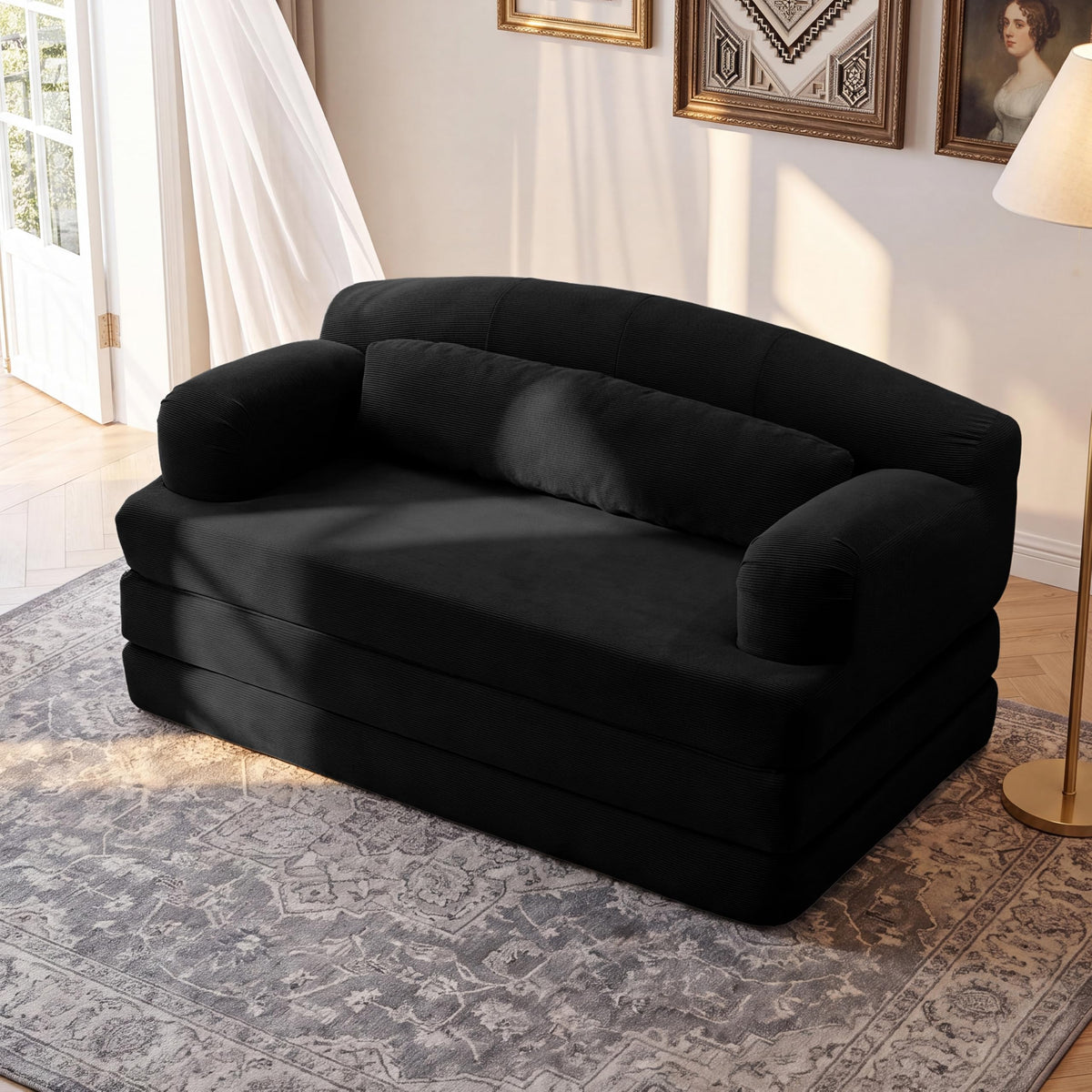 U-Shaped Sofa, Dual Chaise Sectional, 104 Inch, Camel