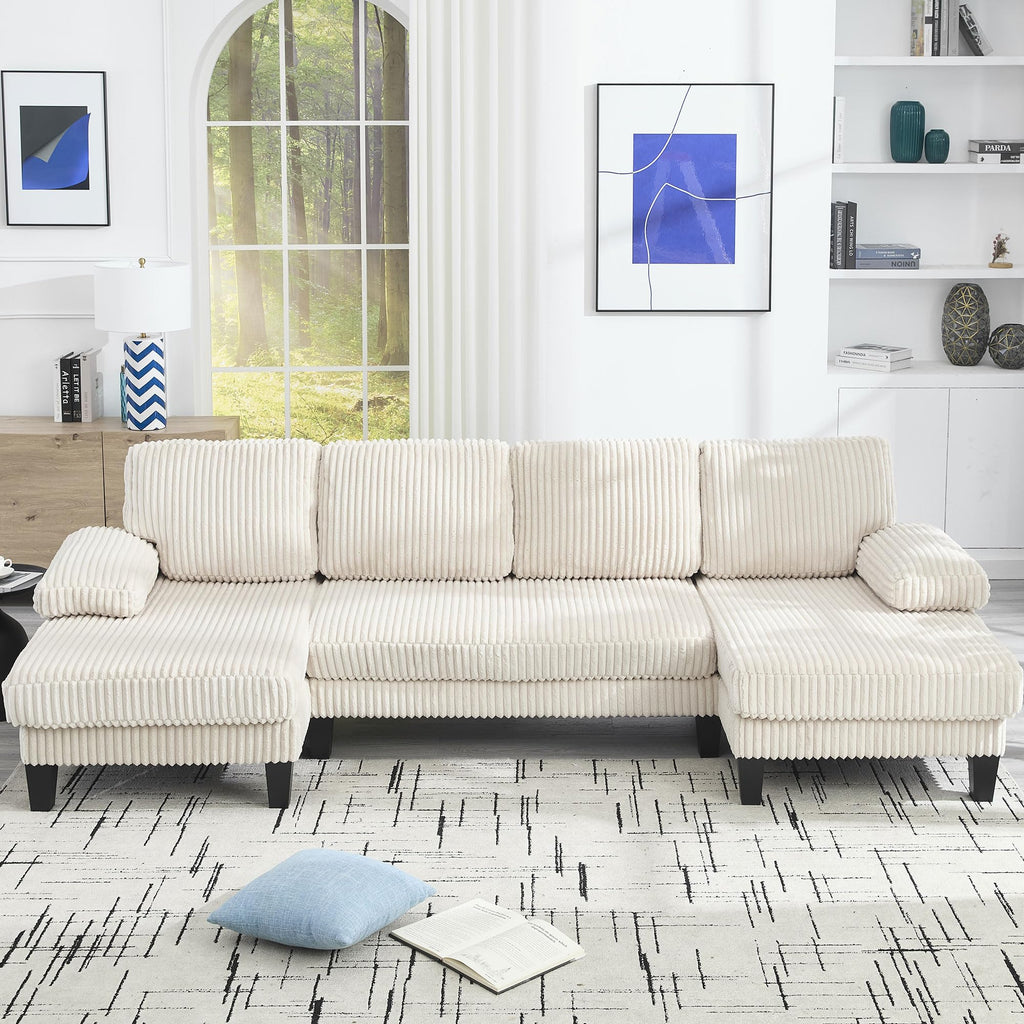 U Shaped Couch with Oversized Seat,4 Seat Sofa with Double Chaise,Comfortable and Indoor Furniture for Living Room,Apartment WG402