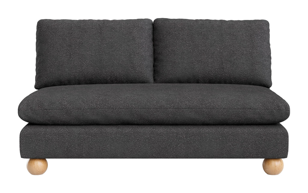 Zuo Minze Loveseat Black, Black Sofa, Modern Style, Textured Weave, Seats up to 2, Solid Rubberwood, Indoor Living, 61" W x 34.6" D x 33.1" H, Non-Stackable
