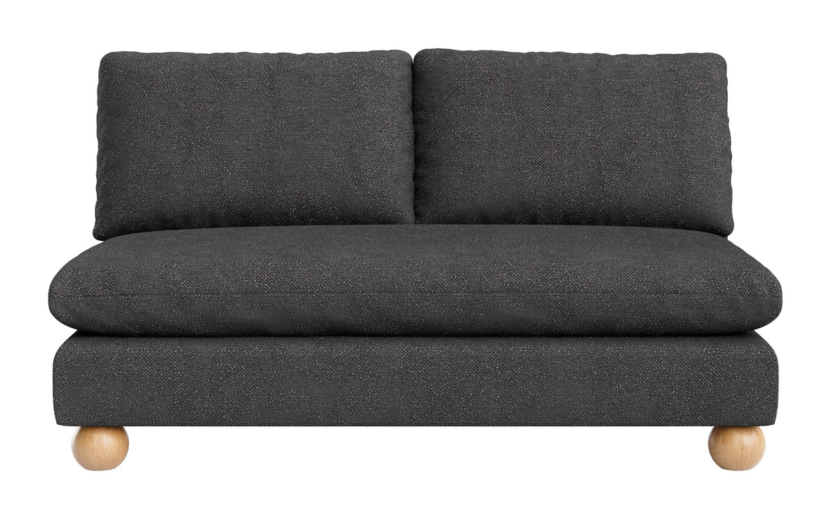 Zuo Minze Loveseat Black, Black Sofa, Modern Style, Textured Weave, Seats up to 2, Solid Rubberwood, Indoor Living, 61" W x 34.6" D x 33.1" H, Non-Stackable