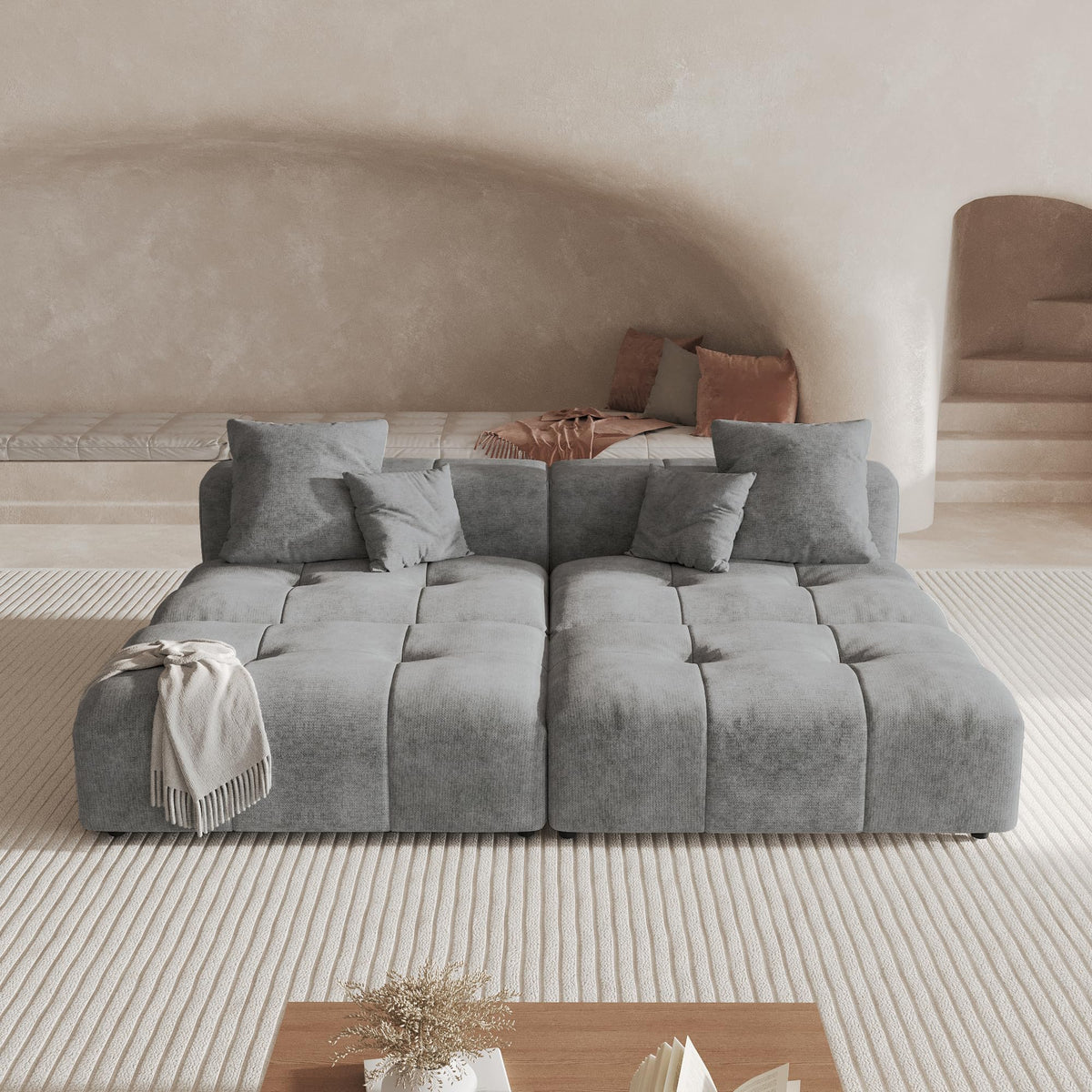 WJShome 144" Oversized Sectional Couches for Living Room,5 Seater Corner Couch Sleeper Sofa, Modern V Shaped Sofa with Deep Seat for Living Room,Spacious Space,White