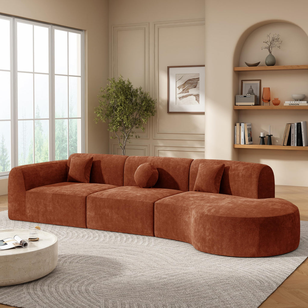 WILLIAMSPACE 111" Sectional Curved Sofa Couch with Fully Compressed Sponge