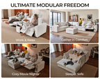125" Modular Power Reclining Sectional 3 Seater Sofa with Ottoman, Chenille