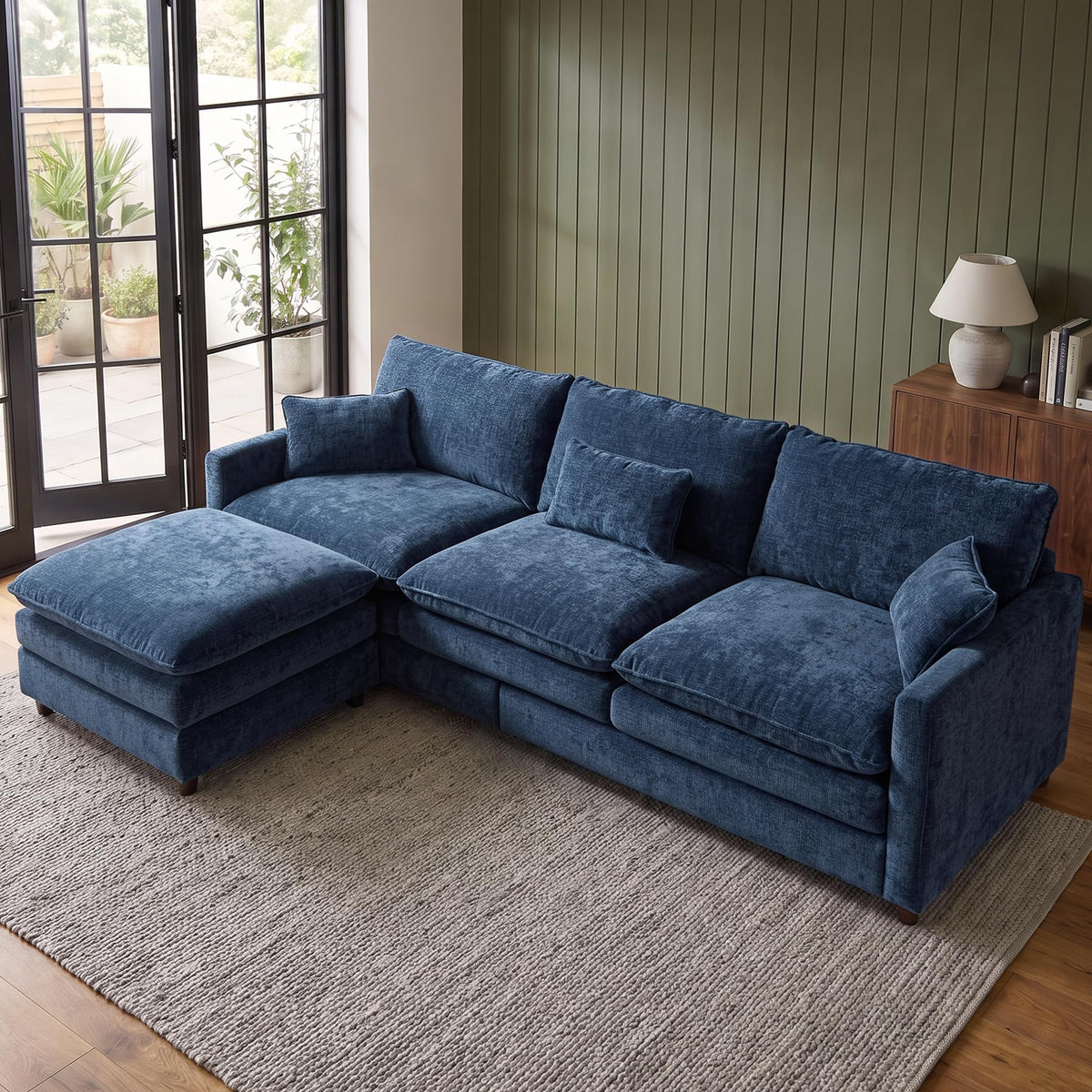 111" Modular Sectional Sofa, Deep Seat Cloud Couch Sectional with Ottoman