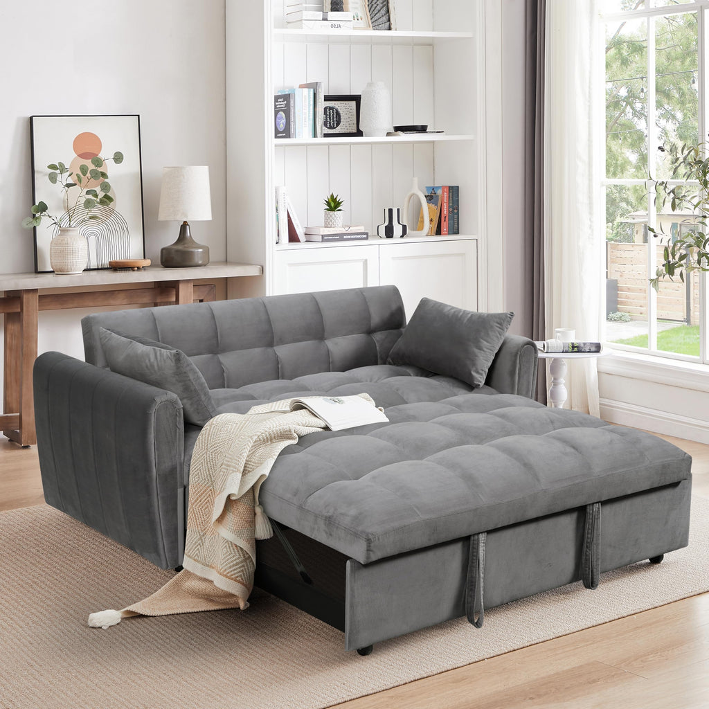 100" Modular Sectional Sleeper Sofa with Pull Out Bed/Side Table/USB Charging/Storage Chaise, Comfy Convertible Cloud Couch, U Shaped 7 Seat Corduroy Sofa with Cup Holders,Green