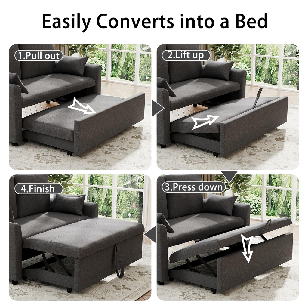 U Shaped Sleeper Sofa Bed: 106" Grey Sofas Sleeper Couch