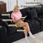 108.08" Boneless Sectional Couch, Modern U Shaped Modular Sectional Sofa Corduroy Upholstered for Living Room Oversized Deep Seat Cloud Couch with 2 Ottoman, No Assembly, Black