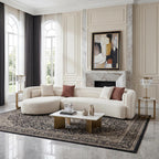 132" Oversized Boucle Cloud Couch with Chaise, Light Beige Sectional
