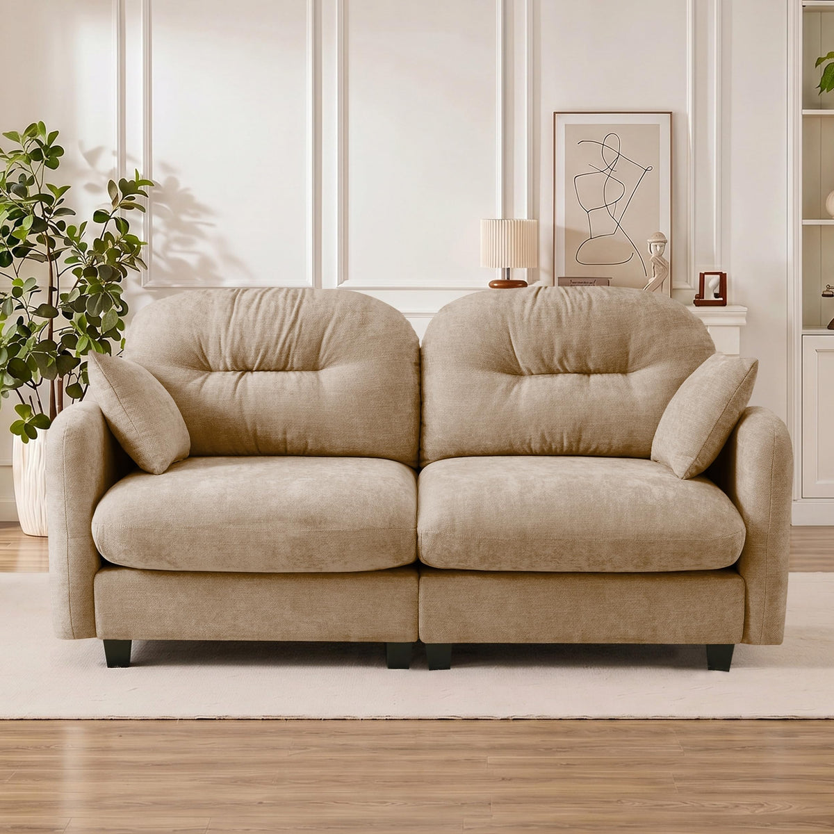 107" Modular Sectional Sofa with Ottoman Pink Chenille L Shaped Couch