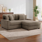 118.3" L-Shaped Modular Sectional Sofa with Chaise, Comfy Corduroy Fluffy Couch with Deep Seat, Flexible Module Combination for Living Room, Cotton Flannel Light Brown