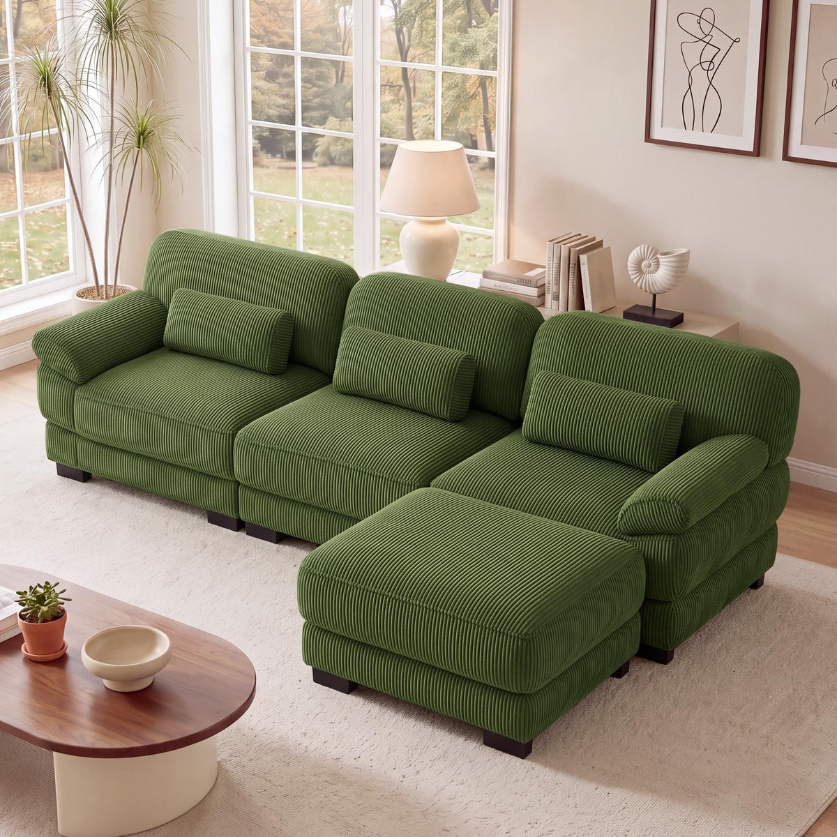 132'' Modular Sectional Sofa, 6-seat U-Shaped Cloud Couch for Living Room