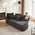 78.5 Inch Corduroy Circular 2 in 1 Sofa Bed, Designer Recliner with Neck Pillow and Five Throw Pillows in Living Room IW271