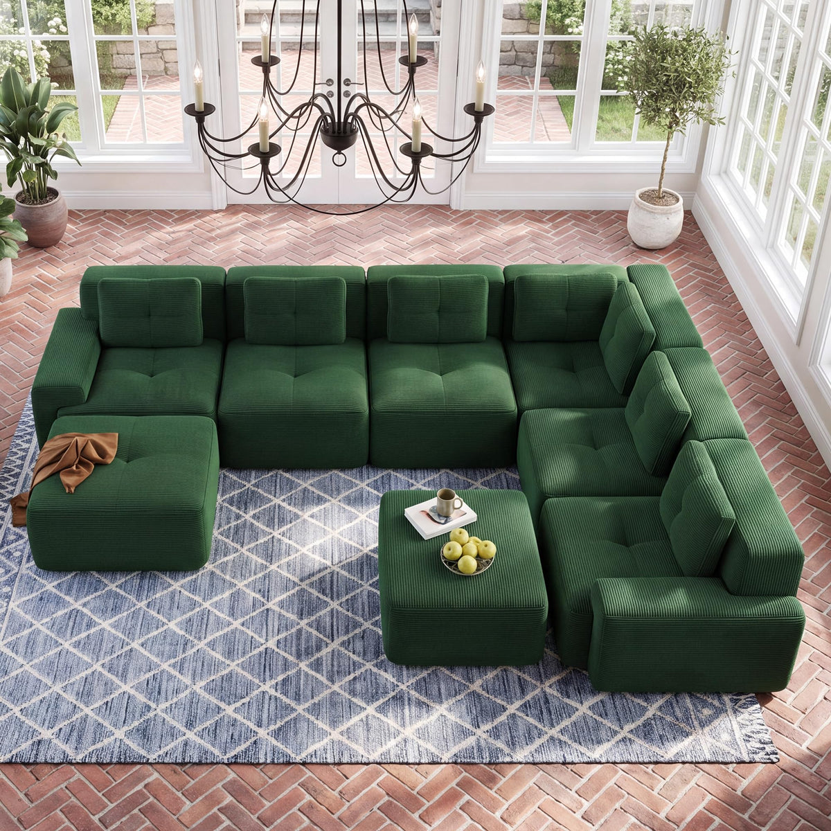 116" Boneless Corner Sectional Couch, 5 Seat Cloud Couches,Camel