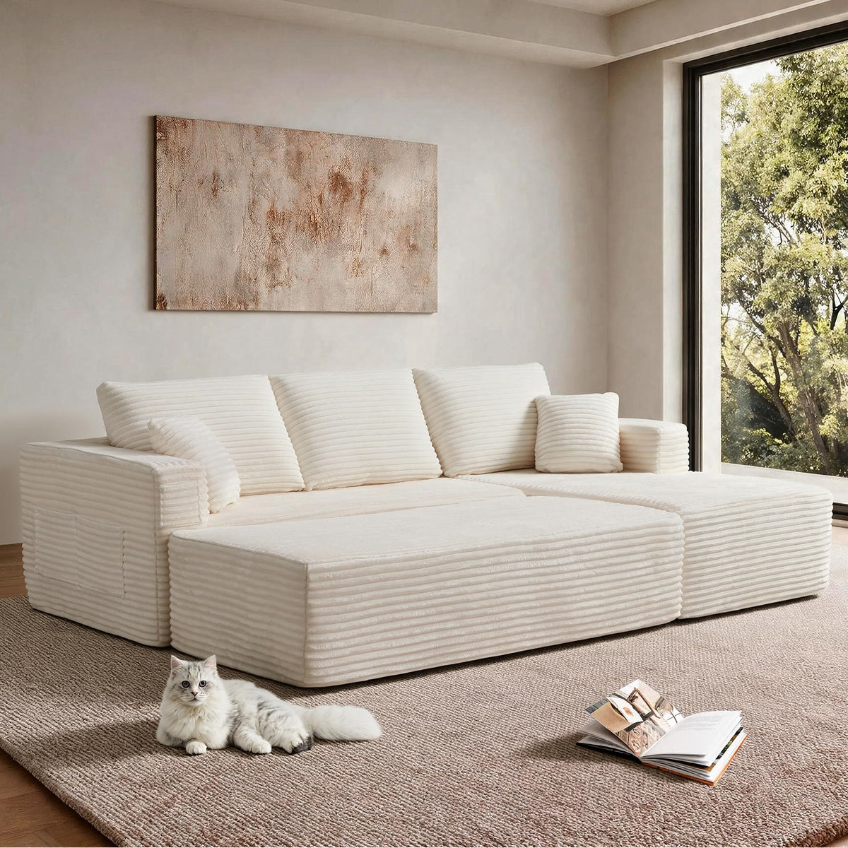 100.39" Modular Sectional Sofa with Flexible Layout, No Assembly Required