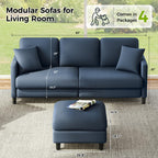 Welzona Loveseat Sofa, Teddy Love seat Couches 83", with 2 Storage Ottomans