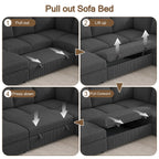 108" Modular Sectional Sofa with Pull Out Bed, L Shaped Sectional Couch