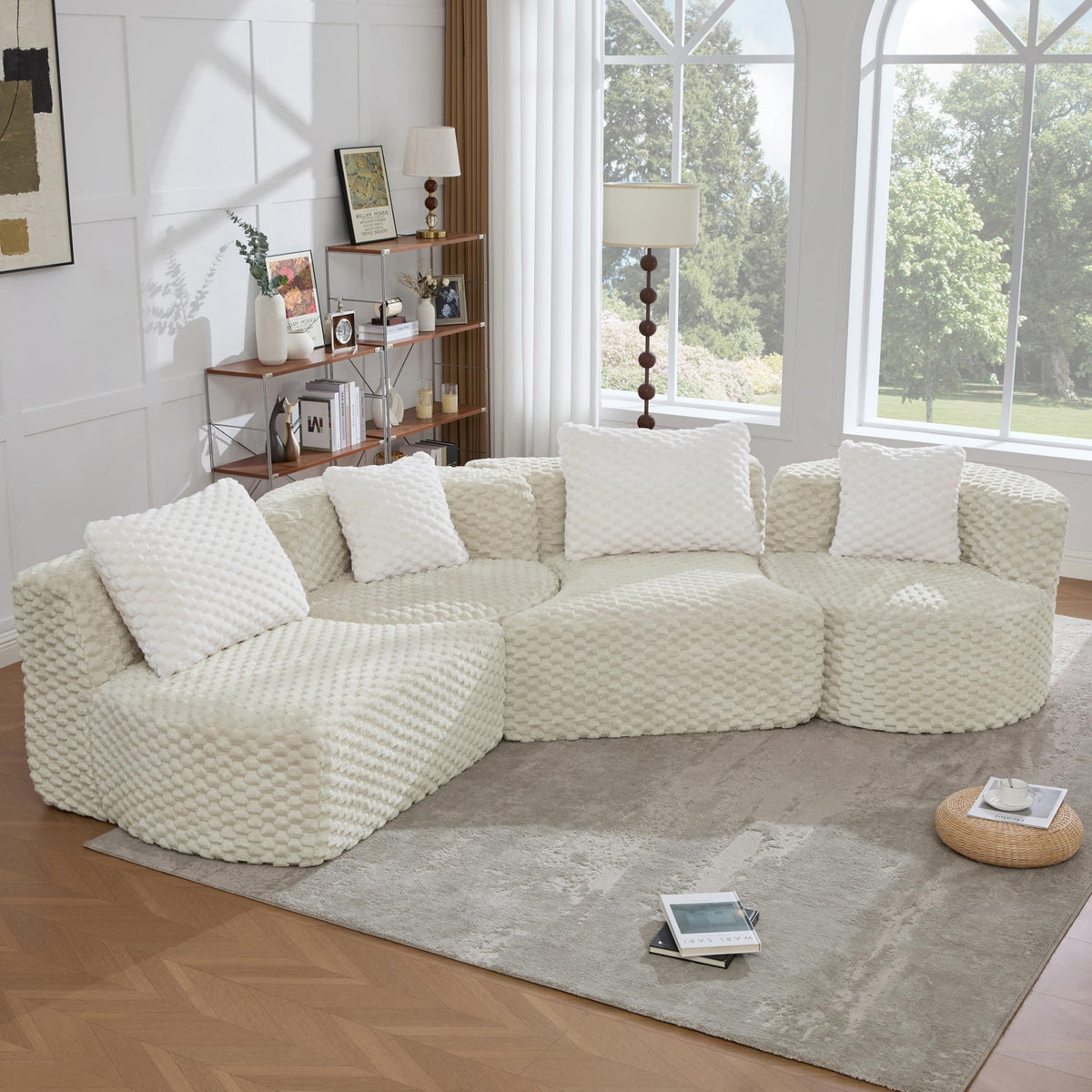109.4'' Curved Modular Sectional Sofa, Round Sofa with Soft Upholstery