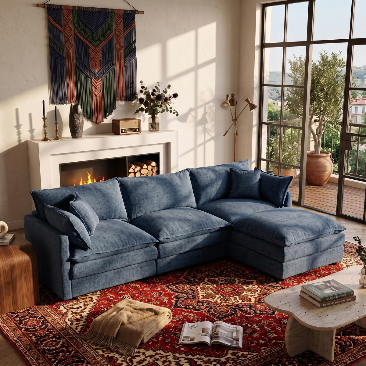 106.3" Chenille Modular Sectional Sofa,Convertible Cloud Couch