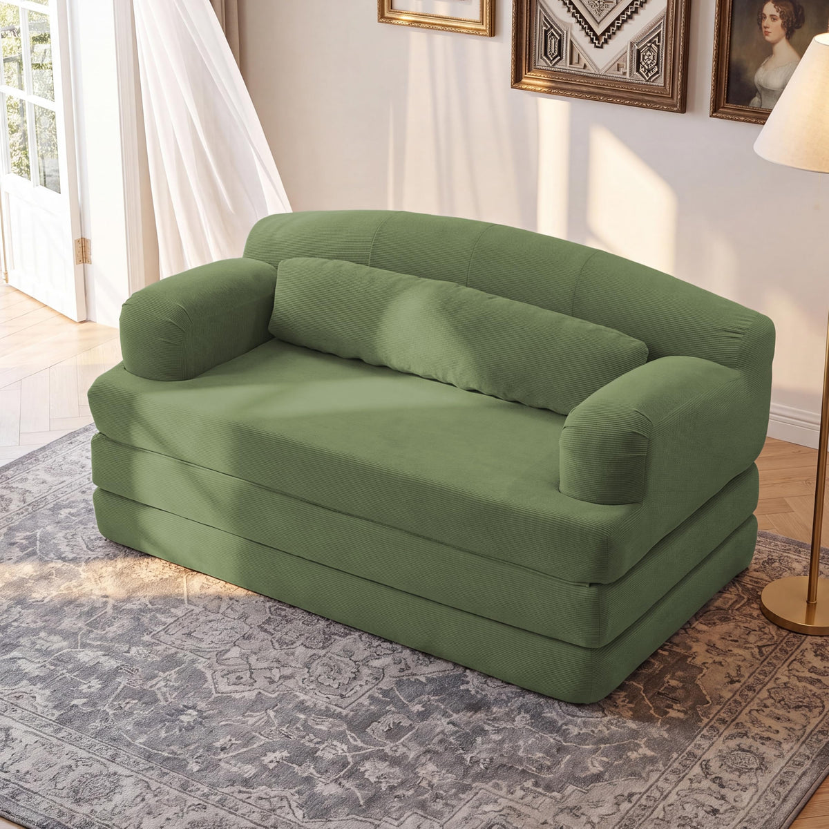 U-Shaped Sofa, Dual Chaise Sectional, 104 Inch, Camel
