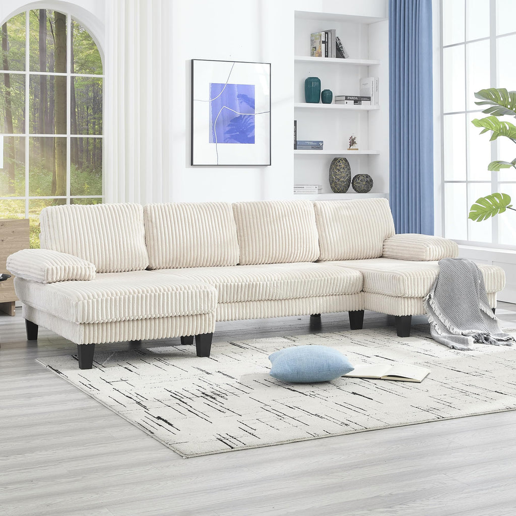 U Shaped Couch with Oversized Seat,4 Seat Sofa with Double Chaise,Comfortable and Indoor Furniture for Living Room,Apartment WG402
