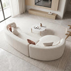132" Oversized Boucle Cloud Couch with Chaise, Light Beige Sectional