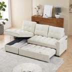 Tidyard Reclining Sectional Sofa, Pull Out Sleeper Bed with USB Charging Ports, 71.3 Inch L Shaped Couch with Storage, Chenille Fabric for Living Room