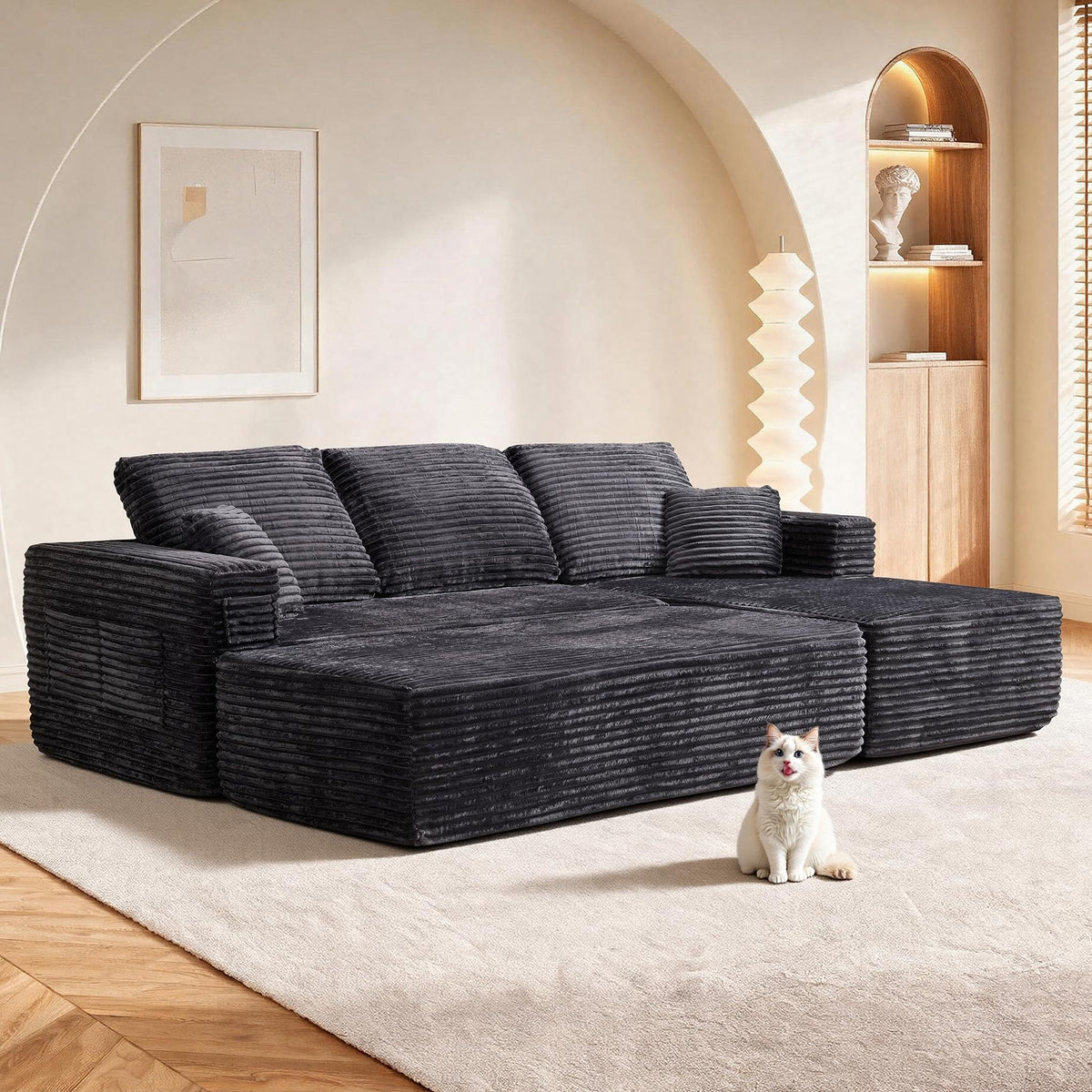 100.39" Modular Sectional Sofa with Flexible Layout, No Assembly Required