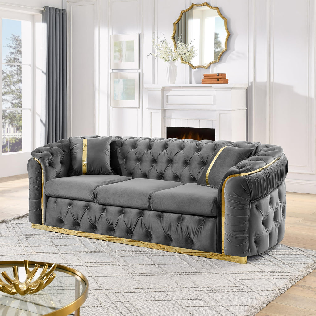 WILLIAMSPACE 132" Oversize Curved Sofa Couch for Living Room, Modern Luxury 2 Pieces Upholstered Cloud Sofa Curved Couch with Half Moon Design, Velvet 6 Seater Sofa for Apartment, No Assembly, Orange
