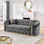 WILLIAMSPACE 132" Oversize Curved Sofa Couch for Living Room, Modern Luxury 2 Pieces Upholstered Cloud Sofa Curved Couch with Half Moon Design, Velvet 6 Seater Sofa for Apartment, No Assembly, Orange