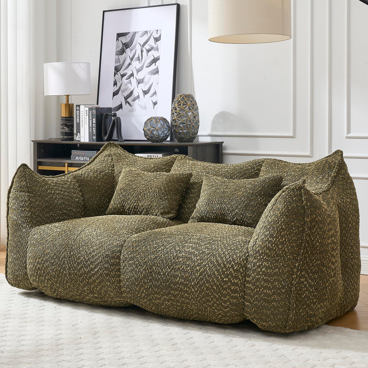 Tidyard Soft Bean Bag Chair for Adults, Large Square Recliner Sofa with High Resilience Foam, Comfortable Lounge Chair for Living Room, Bedroom, Gaming, Reading, TV Watching