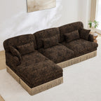 100" L Shaped Sectional Sofa with Ottoman, Chenille Leopard Print Couch