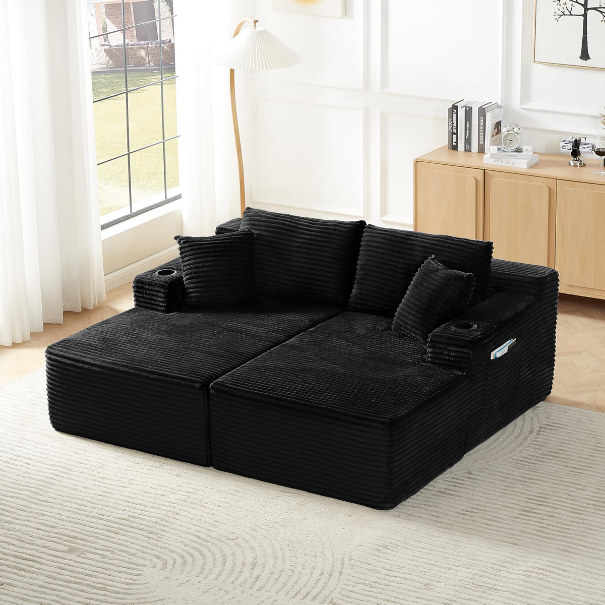 133" Cloud Sectional Boneless Couch for Living Room, Modular U Shaped Sofa