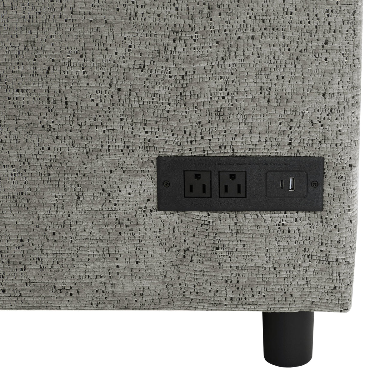 109.9" U-Shaped Sectional Sofa Bed Light Grey, Convertible Sofa with Storage Chaise, Built-in Cup Holders & Charging Ports, Chenille Fabric Living Room Furniture
