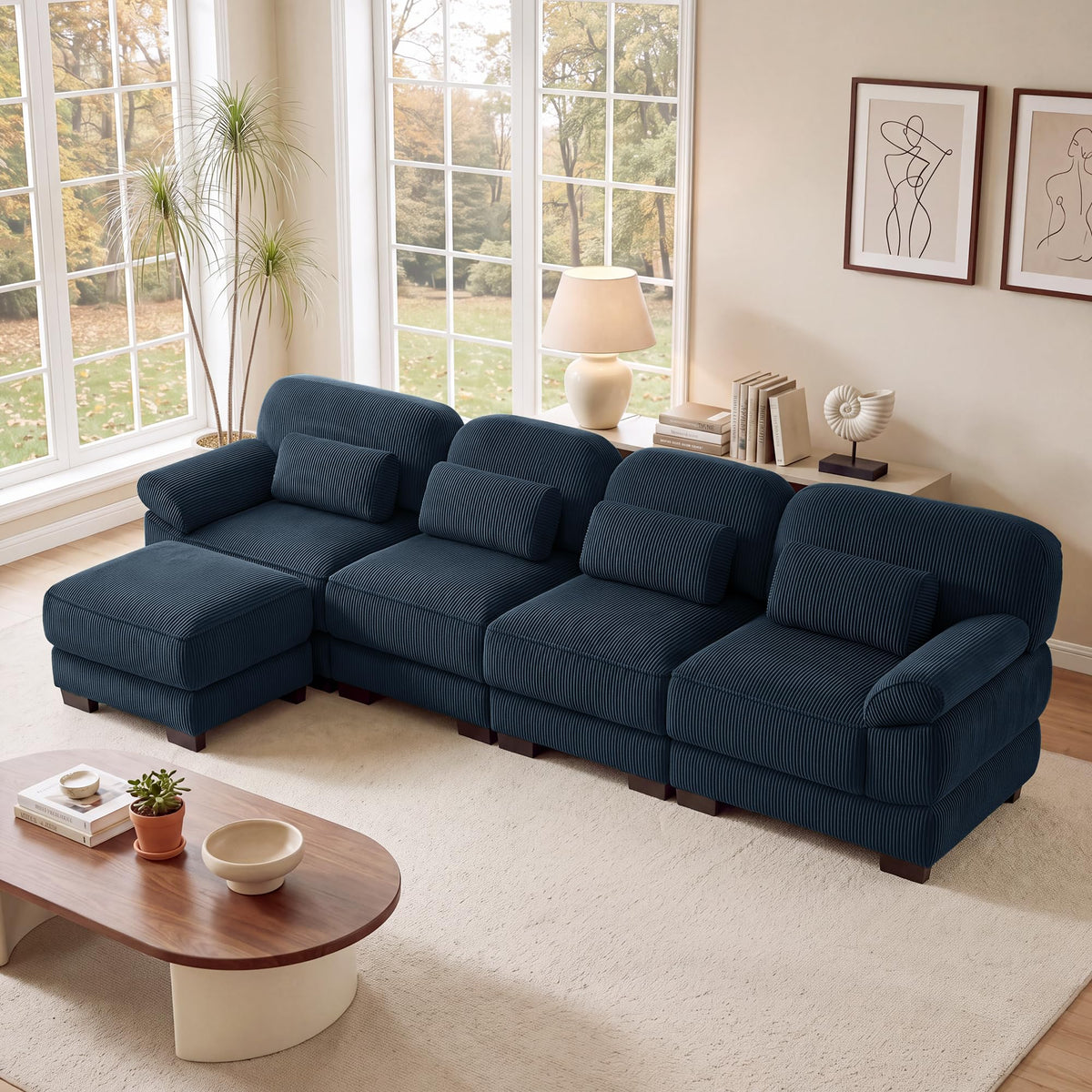 132'' Modular Sectional Sofa, 6-seat U-Shaped Cloud Couch for Living Room