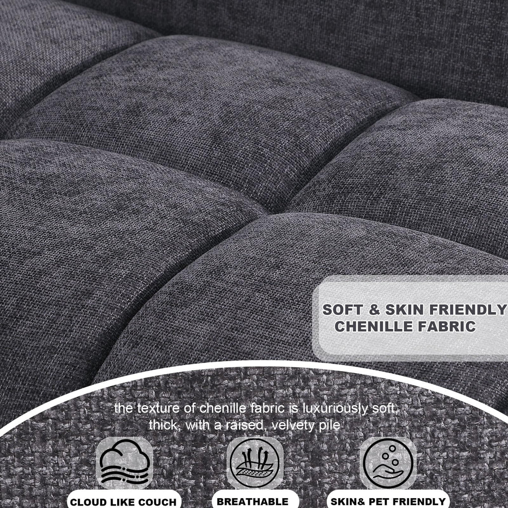 118-Inch Luxury Curved Sofa Modern Sectional Couch for Living Room Oversized L-Shaped Comfort Chenille Cloud Couch with Deep Seating for Family Gatherings,Daily Usage (Gray,Left Facing)