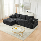 108" Oversized Cloud Boneless Sofa Couch with Chaise, Modern Tufted Chenille L Shaped Modular Sectional Sofa with Deep Seat, Comfy Corner Couch with Cupholders and Storage, No Assembly Required