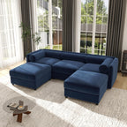 109'' Modular Sectional Sofa, Oversized 4 Seat L Shaped Couch with Storage Ottoman, Extra Deep Seat, Modern Comfy Convertible Chenille Sofa with Chaise, Lounge Couches for Living Room, Camel