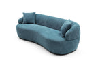 Tidyard Blue Mid Century Modern Curved Sofa, 3-Seater Boucle Fabric Couch for Living Room, Bedroom or Office – No Assembly Needed, Comfortable Upholstered Design, 86.? W