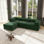 109'' Modular Sectional Sofa, Oversized 4 Seat L Shaped Couch with Storage Ottoman, Extra Deep Seat, Modern Comfy Convertible Chenille Sofa with Chaise, Lounge Couches for Living Room, Camel