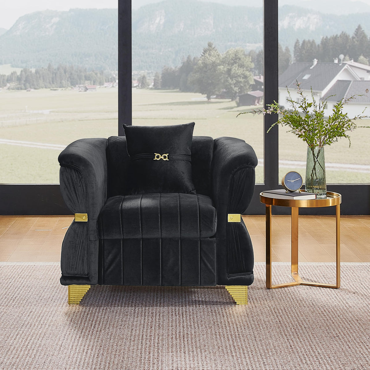 WinJoy 2 Piece Set Modern Velvet Three Seater and Two Seater Sofa Upholstered Luxury Couch with 4 Pillows Gold Metal Trim Tapered Gold Legs & Curved Armrests for Living Room Beige